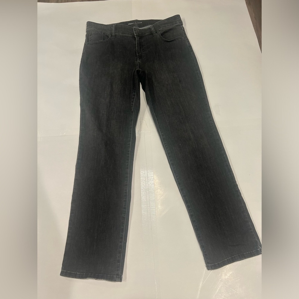 Chico’s Straight Leg Jeans Women’s 2 Grey Grunge Goth Rock N Roll
